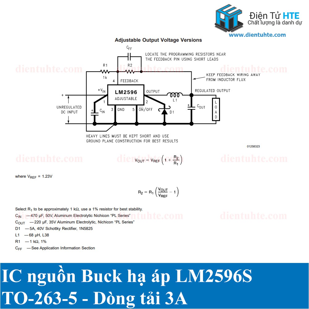 IC nguồn xung hạ áp Buck LM2596S 3.3V 5.0V 12V ADJ 3A SMD TO263-5 [HTE Quy Nhơn CN2]