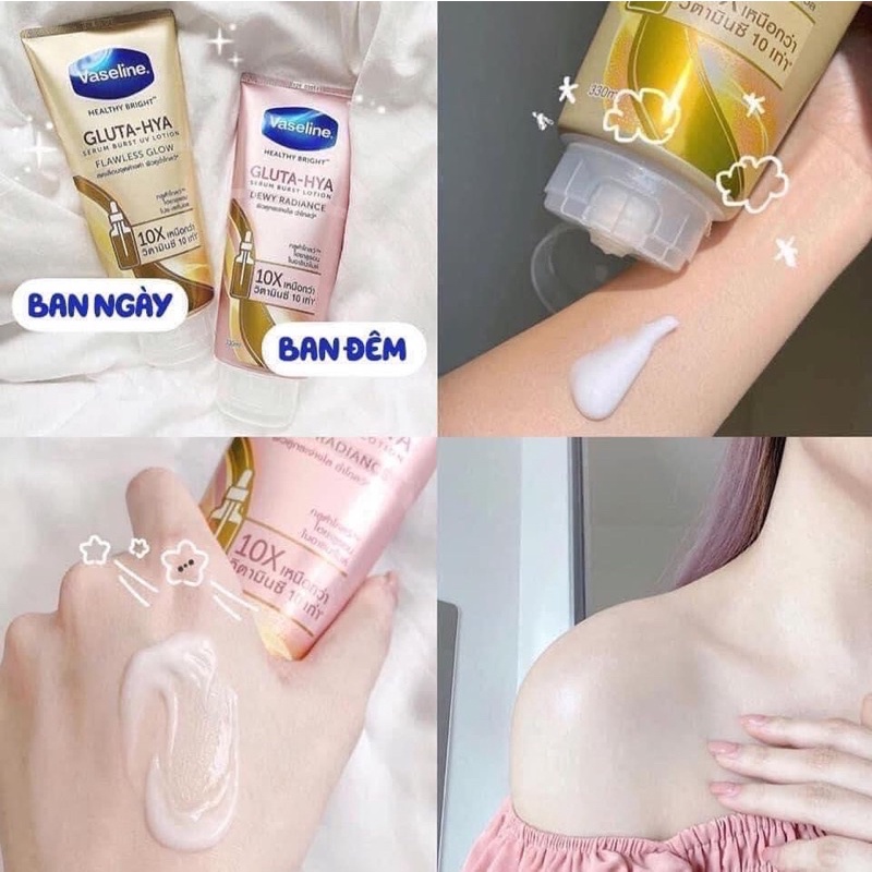SỮA DƯỠNG THỂ VASELINE HEALTHY BRIGHT GLUTA HYA SERIM BURST LOTION 10X 330ML MẪU MỚI 2021