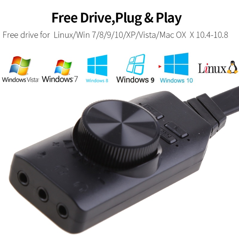 Thẻ Âm Thanh Ảo USB 7.1 Kênh 7.1 Với Tai Nghe 3.5mm Cho Máy Tính Để Bàn