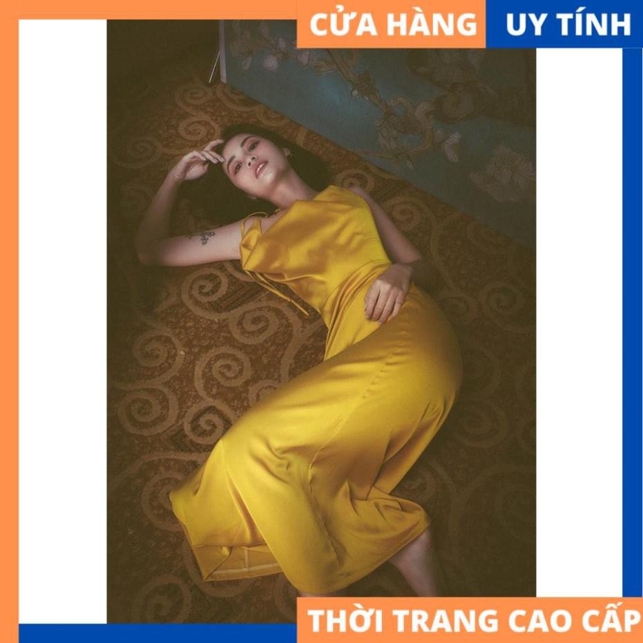 Đầm 2 dây cổ đổ hở lưng chất lụa sang trọng [HÀNG CAO CẤP]