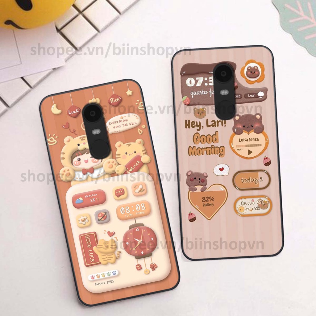 Ốp Xiaomi Redmi Note 4/ Note 4x / Redmi 5 Plus in 3D icon gấu nổi siêu xinh, siêu đáng yêu, cá tính phong cách