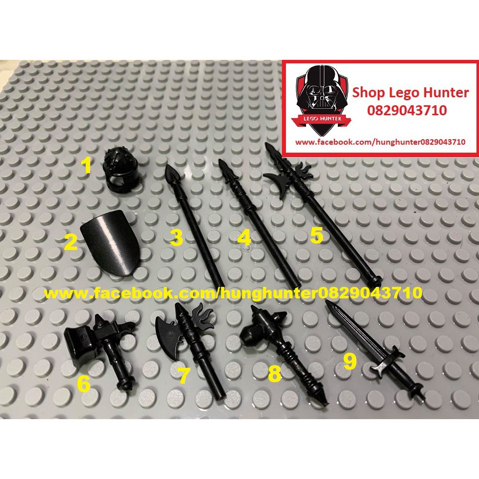 Lego Koruit Phụ kiện Minifigures Chiến binh trung cổ các loại màu đen