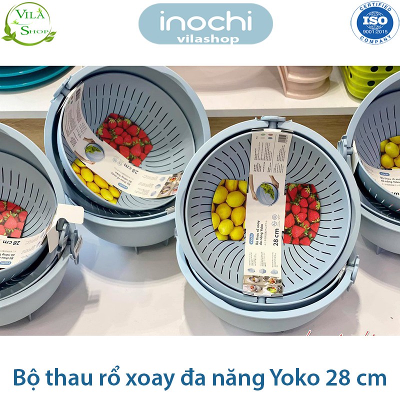 [ Bộ ] Thau Rổ Nhựa, Bộ Thau Rổ Xoay Đa Năng Yoko 28 cm, Chính Hãng Inochi Nhựa PP Nguyên Sinh - Kháng Khẩu - Khử Mùi