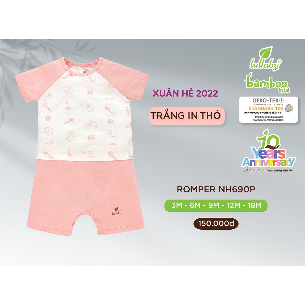 Romper, body liền quần cộc sợi tre Lullaby