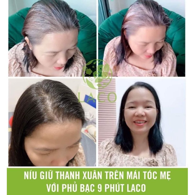 Dầu gội phủ bạc laco black hair, nhuộm tóc thảo dược phủ bạc đen và nâu sau 9 phút, nhuộm tại nhà