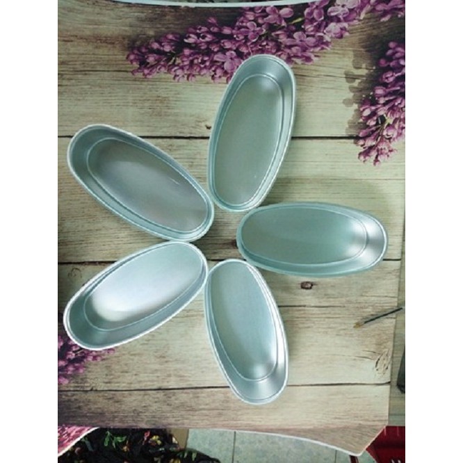 KHUÔN BÁNH NHÔM HÌNH OVAL BẠC D08, KÍCH THƯỚC 21 CM X 11 CM X 6 CM