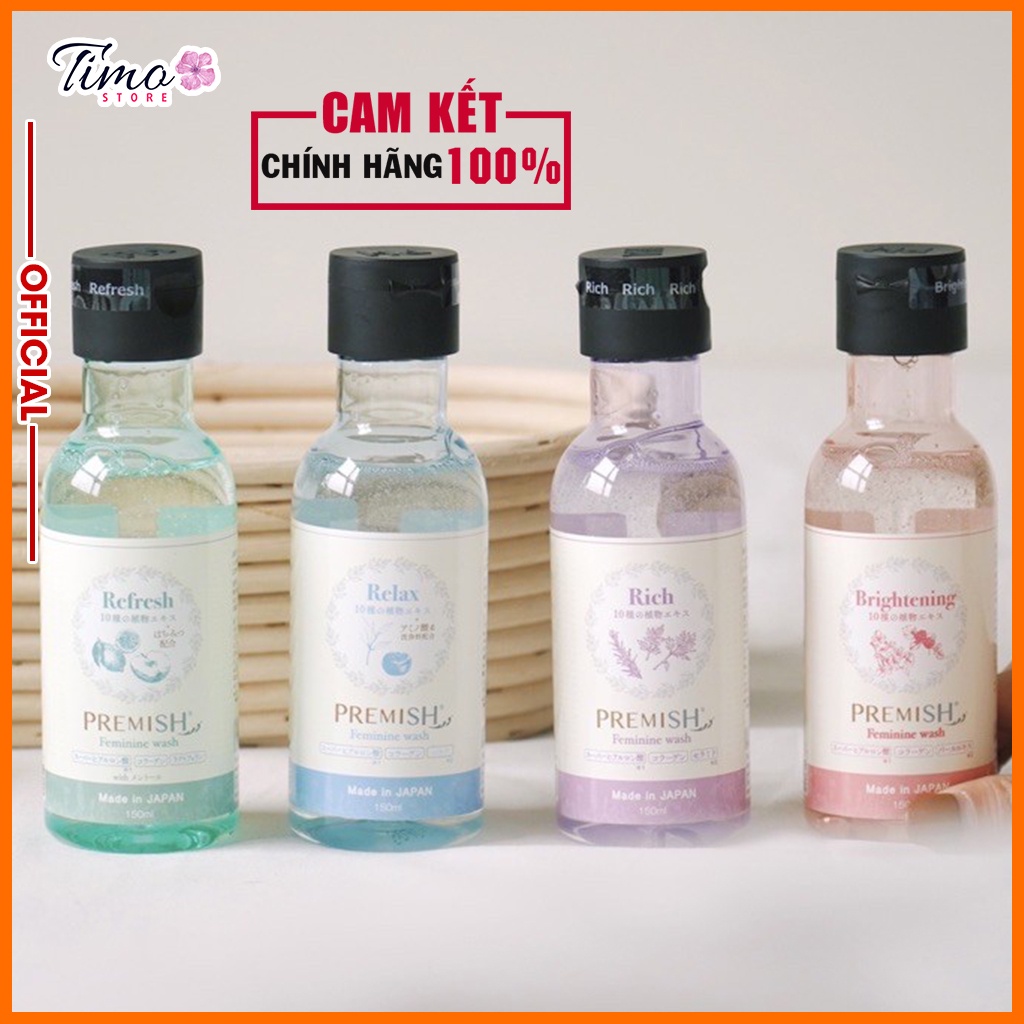 Dung dịch vệ sinh phụ nữ Premish - Femimine wash 150ML nhẹ dịu, an toàn hàng Nhật Bản chính phẩm | TM013