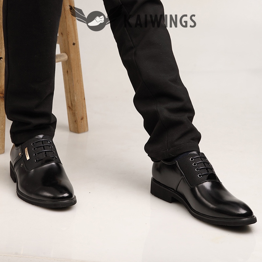 Giày Tây Nam Buộc Dây Công Sở Đẹp KAIWINGS Giày Nam Cao Cấp Da Bò Thật Hàn Quốc GD87