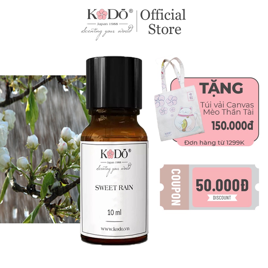 Tinh Dầu Nước Hoa Nhập Khẩu, Thơm Phòng Kodo Sweet Rain - Nguyên Chất -  3 Tầng hương thơm độc đáo 10ml/50ml/110ml