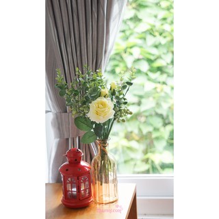Hoa lụa 🌸 | Bó hoa hồng lá điểm cắm bình trang trí rất xinh (có 3 màu)