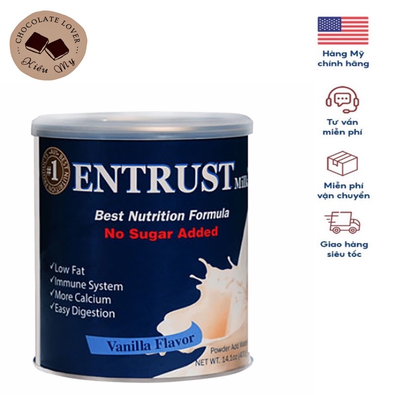 Sữa bột không đường Entrust Mỹ 400g Mỹ