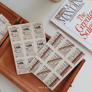 Set vé vintage Ticket Shop trang trí scrapbook, junk journal