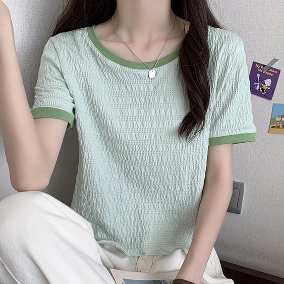 Áo Chiffon Tay Ngắn Dáng Rộng Phong Cách Pháp Thời Trang Mùa Hè Xinh Xắn Cho Nữ