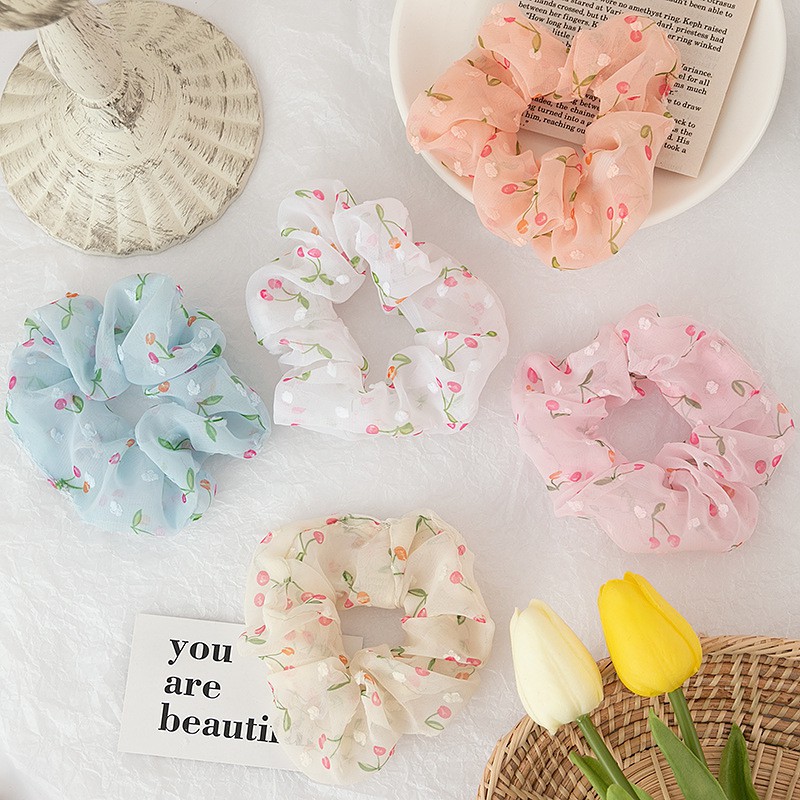 Dây tóc Scrunchies hoa cúc xinh phụ kiện tóc ưa chuộng 2020 - Dây cột tóc DT14