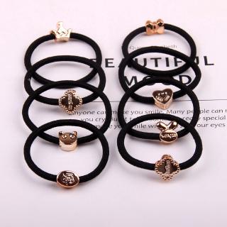 Dây thun cột tóc màu đen trơn thiết kế đơn giản tùy chọn phong cách Hàn Quốc