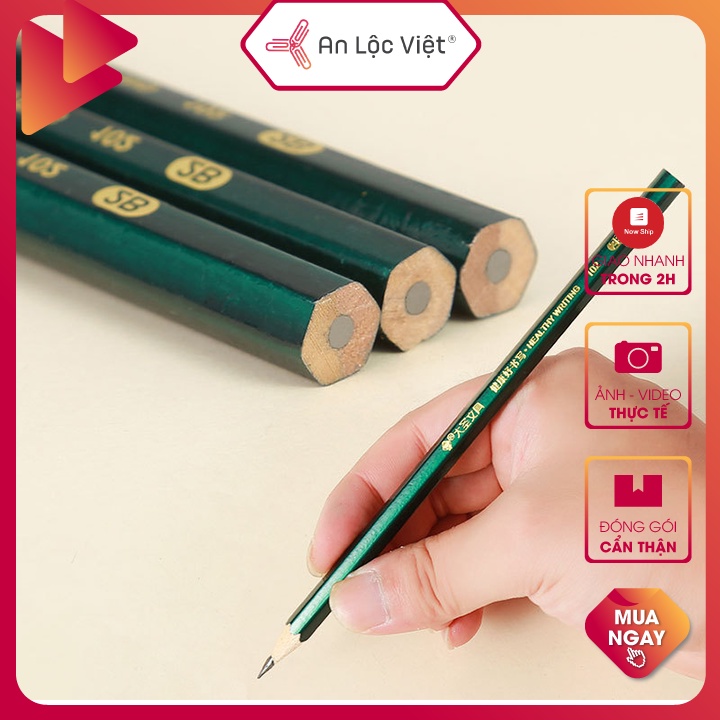 Combo 10 Bút Chì Gỗ 2B - HB Thân Xanh với ruột chì nét đậm & chắc chắn, mẫu Bút chì gỗ hot nhất hiện nay