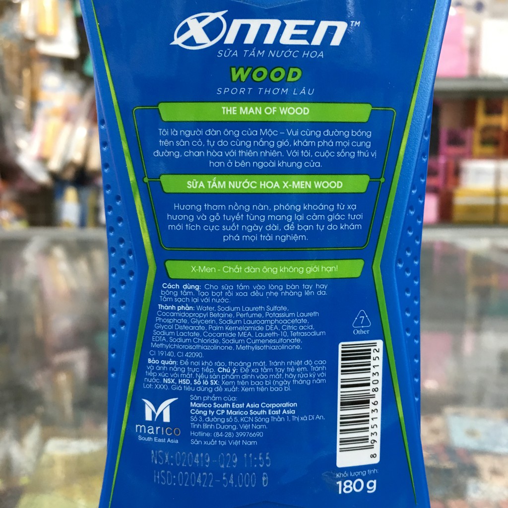 Sữa tắm nước hoa X-Men Wood Sport thơm lâu 180g