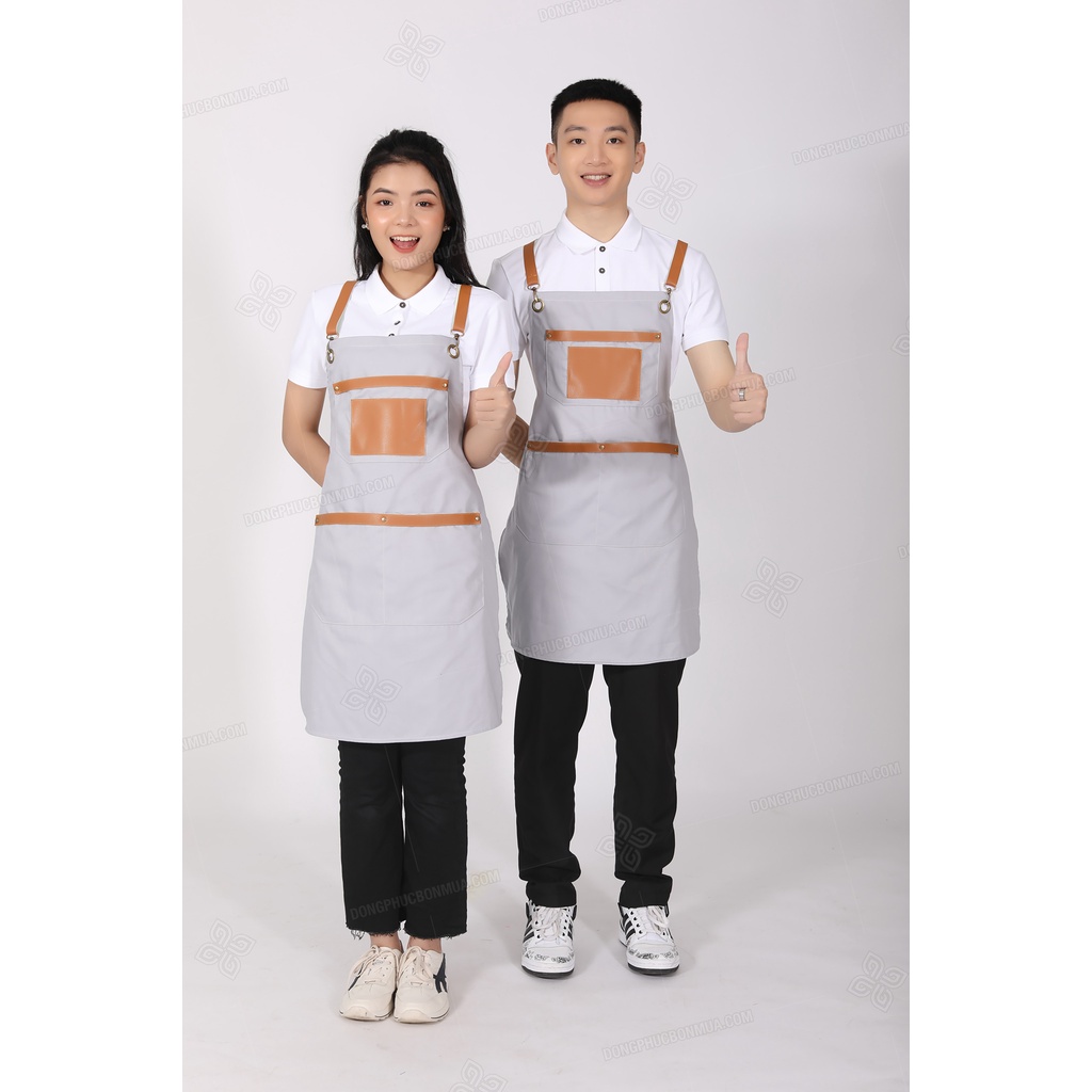 Tạp dề đẹp kaki cao cấp - Tạp dề pha chế Tạp dề cafe Tạp dề phục vụ phong cách Hàn Quốc