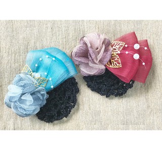 Kẹp tóc công sở voan kết hợp hoa vải handmade Cute