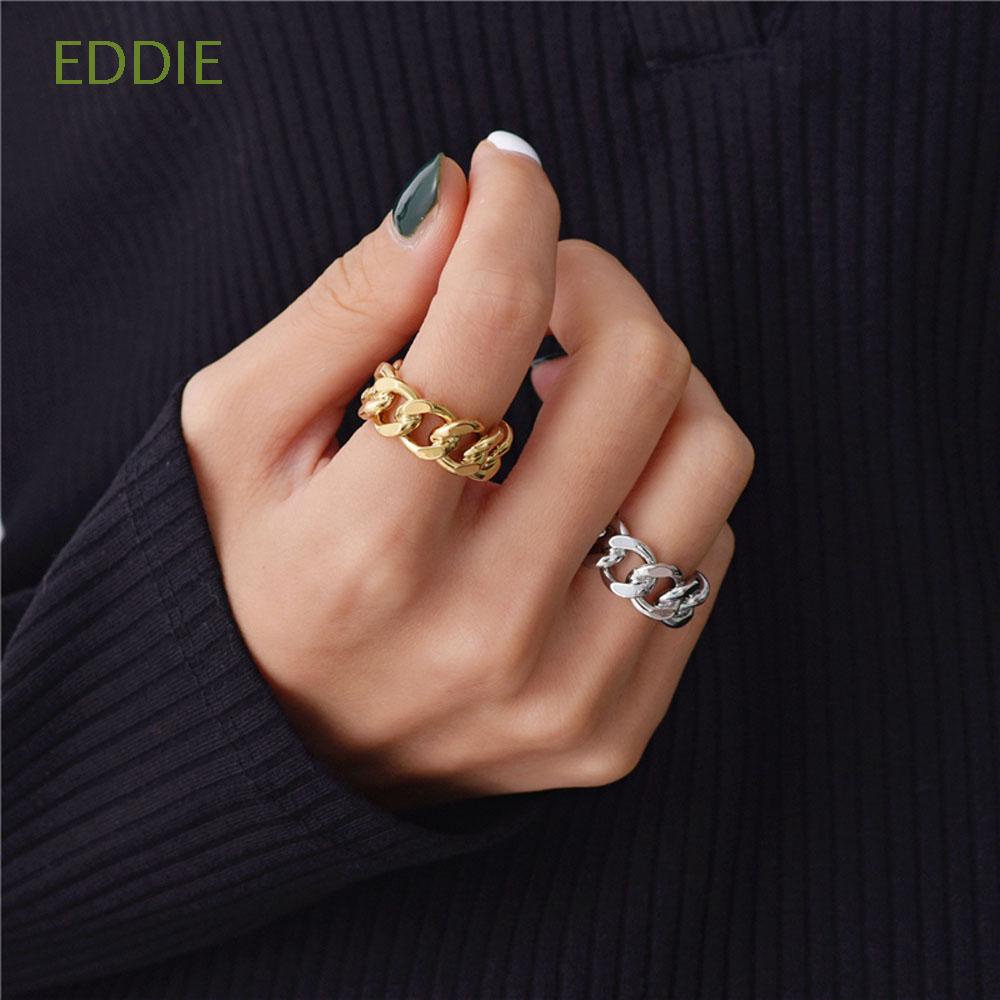 Nhẫn Đeo Ngón Tay Họa Tiết Hình Học Dạng Mở Phối Dây Xích Điều Chỉnh Được Thời Trang