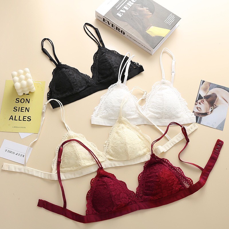 Áo Ngực Bra Ren Hoa Mềm Đệm Mỏng, 2 Dây Kép Móc Cài Sau Siêu Mềm Dịu Êm 8753