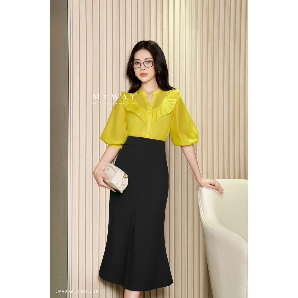 Áo Sơ Mi Nữ Công Sở MY WAY Tay Lỡ Phối Bèo Cao Cấp 5MA0693