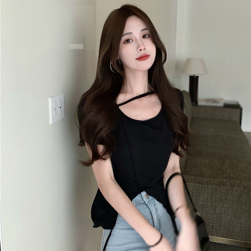 Áo Thun Tay Ngắn Cổ Tròn Màu Sắc Đơn Giản Phong Cách Hàn Quốc Thời Trang Mùa Hè Cho Nữ