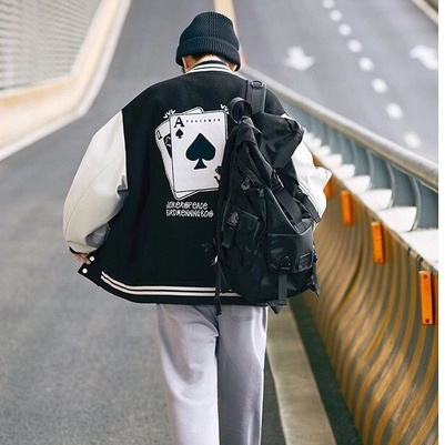 Áo khoác bomber nam nữ in hình họa tiết lá bài hót 2022 Bảo Đăng