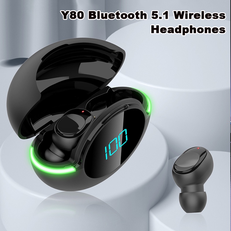 Tai Nghe Thể Thao Tws Y80 Bluetooth 5.1 Không Dây 9D Chống Nước Có Đèn Mát Mẻ