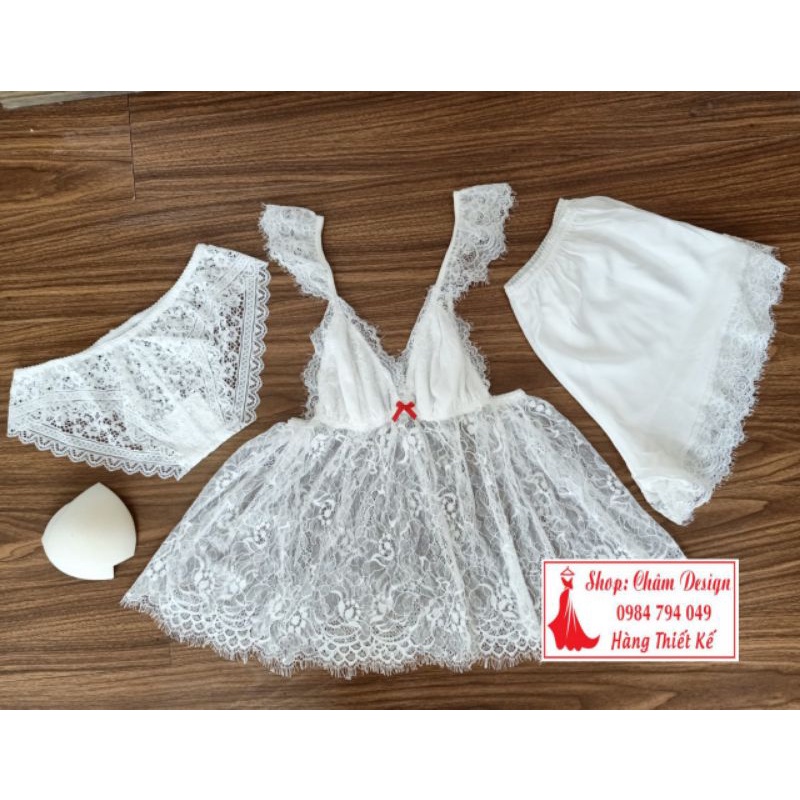 Bộ 2 dây ren mi trắng siêu đẹp. Hàng thiết kế chuẩn đẹp rẻ