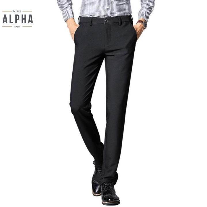 Quần tây nam ống suôn mặc công sở, cao cấp, lịch lãm, ống quần rộng, chất vải co giãn Tuyết Mưa co giãn