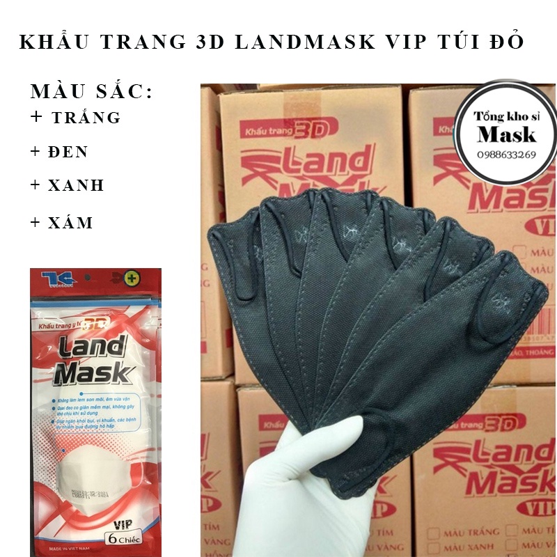 [Land mask Vip túi đỏ]Khẩu trang y tế 3D Land mask tiêu chuẩn kf94 cao cấp xuất khẩu