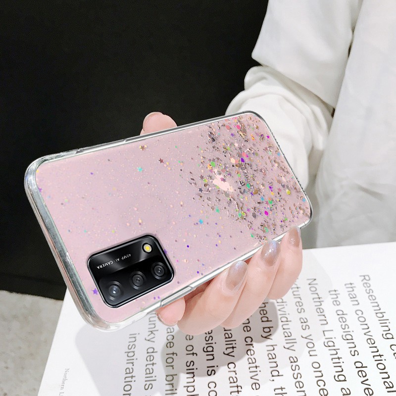 Ốp Điện Thoại Pc Cứng Trong Suốt Lấp Lánh Chống Sốc Kèm Móc Xỏ Ngón Cho Oppo A74 4g 5g | BigBuy360 - bigbuy360.vn