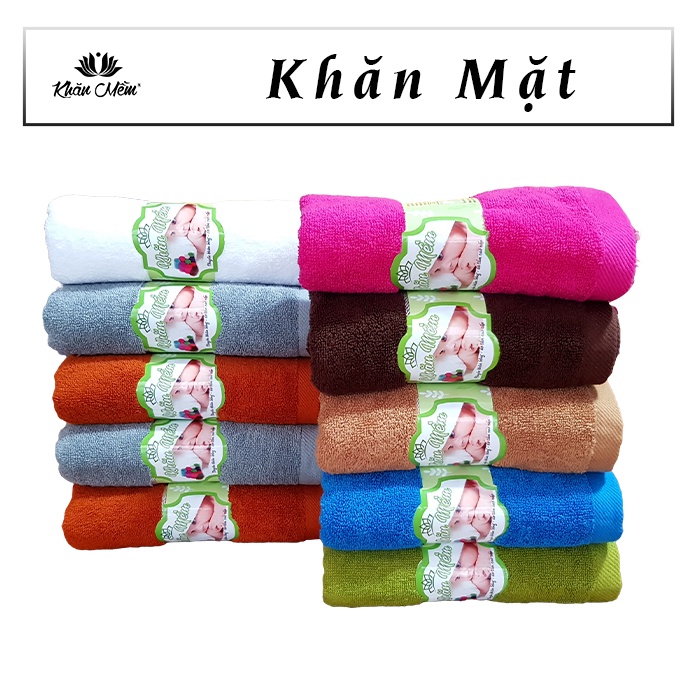 Combo 10 Khăn Mặt Cao Cấp Khăn Mềm 100% Cotton, Dày Dặn Mềm Mịn, Không Ra Màu, Không Sổ Lông, Thấm Hút Nước Tốt