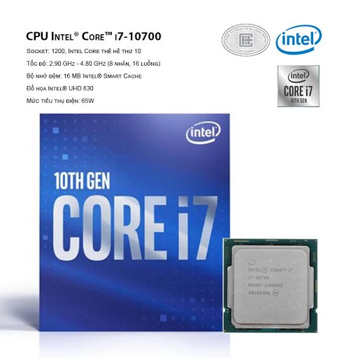 CPU Intel Core i7 10700  Full box, nguyên seal