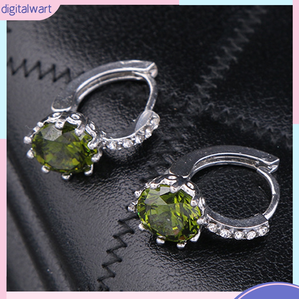 Khuyên tai tròn đính đá Zirconia thời trang cho nữ