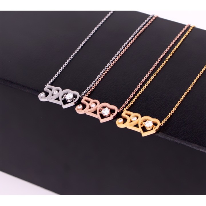 Dây chuyền nữ titan số 520 (anh yêu em) siêu đẹp, bền màu, sang trọng, đẳng cấp, hợp thời trang