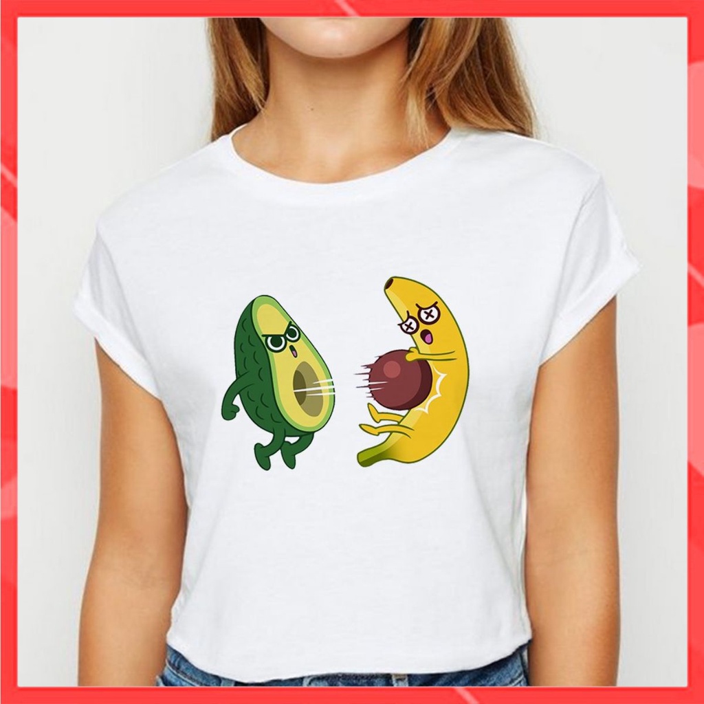 Áo thun phông nam nữ form rộng Familylove - Mẫu áo Unisex Quả bơ Tấn công Quả chuối chất Cotton 100% cao cấp