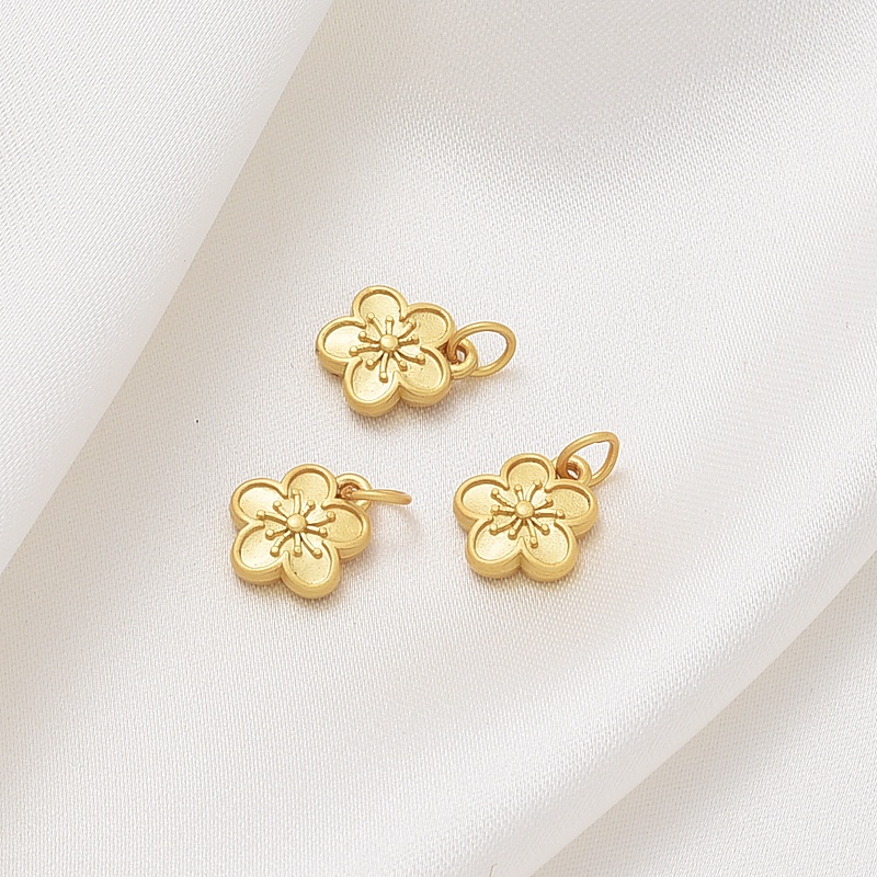 Mặt Dây Chuyền Hình Hoa Sen Năm Cánh Màu Vàng 18K diy