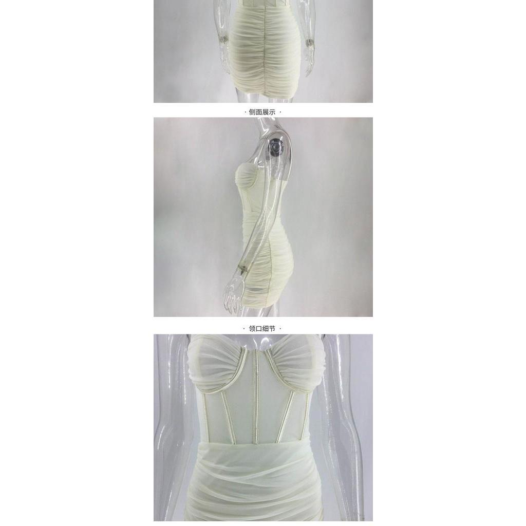 DUNEA Đầm không tay dáng ôm Phối Lưới Thiết Kế Ôm Sát Quyến Rũ