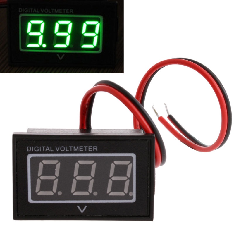 Vôn Kế Kỹ Thuật Số Chống Thấm Nước Có Đèn LED Xanh Lá / Đỏ Cho Xe Hơi