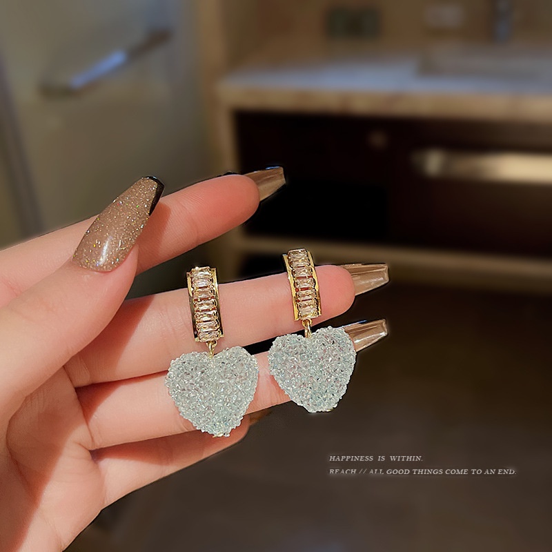 Khuyên Tai Hình Trái Tim Đính Đá Zircon Thời Trang Mùa Hè 2022 Cho Nữ