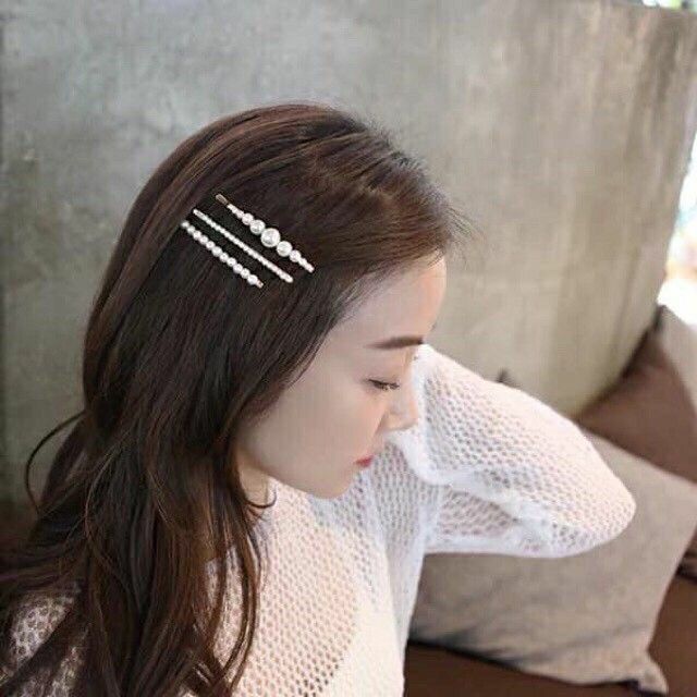 sét 5 kẹp tóc đính hạt trẻ trung phong cách hàn