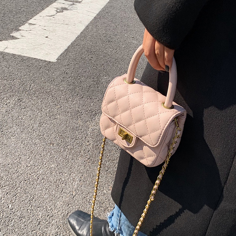 Túi đeo chéo 
IELGY hình vuông có khóa họa tiết hình thoi phong cách Hàn Quốc cho nữ