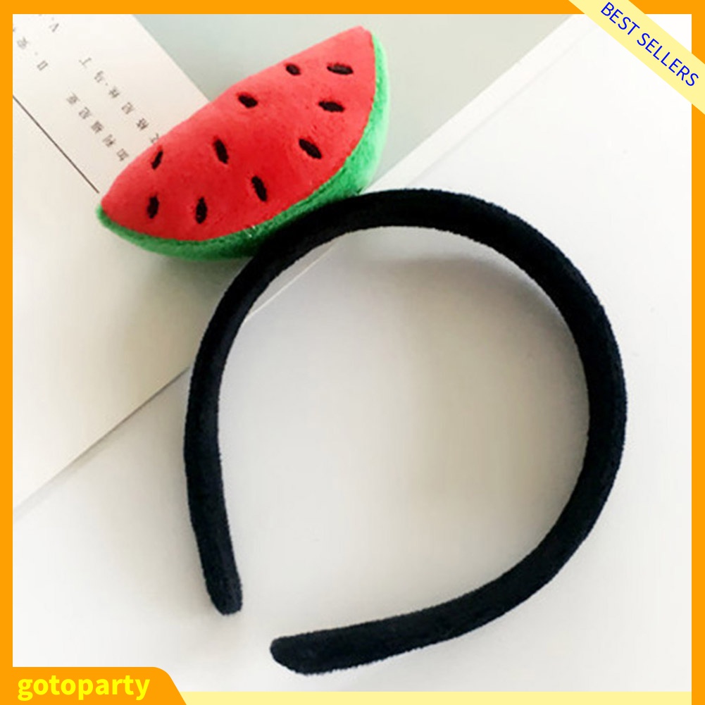 Băng Đô Cài Tóc Phủ Lông Họa Tiết Dưa Hấu / Dâu Tây Dễ Thương Cho Bé Gái