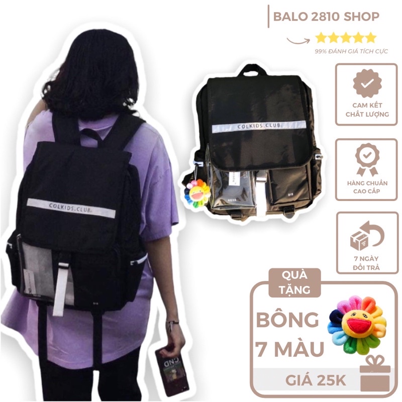 Balo Colkids CND Chất Vải Canvas Cao Cấp Backpack 2810 CLOTHES SHOP Balo Đi Học Colkids Đen Phản Quang Ulzzang Unisex