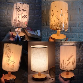 Đèn Ngủ Để Bàn Thân Gỗ - Đèn Trang Trí Phòng Ngủ Vintage [ĐÈN CÓ TĂNG GIẢM ÁNH SÁNG]