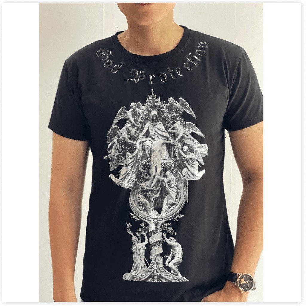 ÁO THUN CỔ TRÒN THIẾT KẾ HOA TIẾT SIÊU NGẦU,CHẤT LIỆU VÃI THOÁNG MÁT LANA FASHION