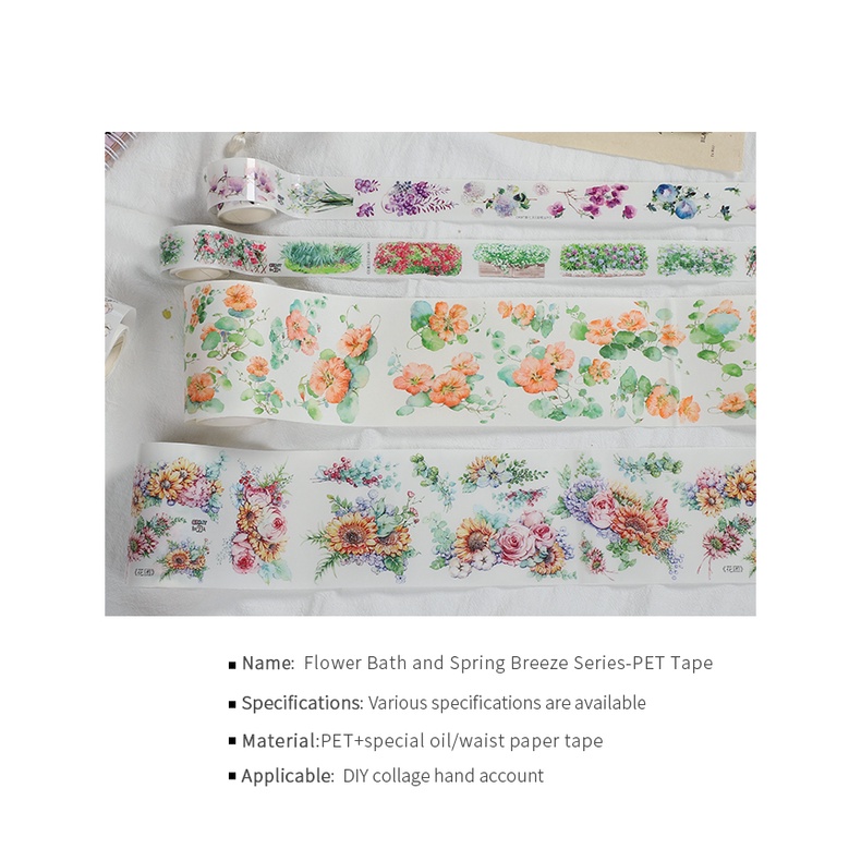 Cuộn Băng Keo Washi 300cm Họa Tiết Hoa / Lá Trang Trí Sổ Tay