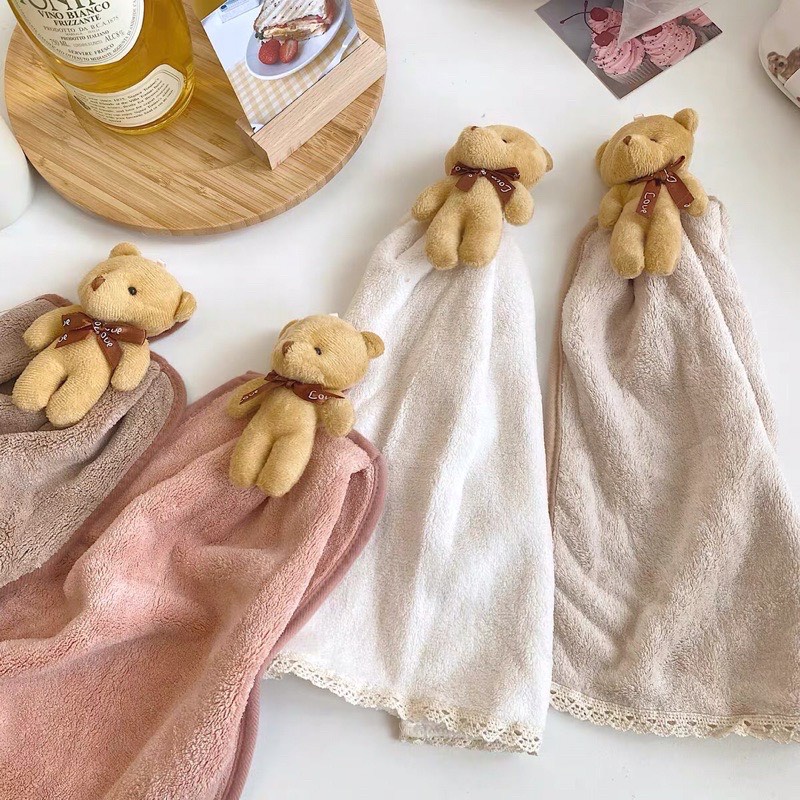 Khăn Lau Tay Nhà Bếp Hình Gấu Teddy Đáng Yêu  Vải Mềm Mại Thấm Nước Cực Tốt